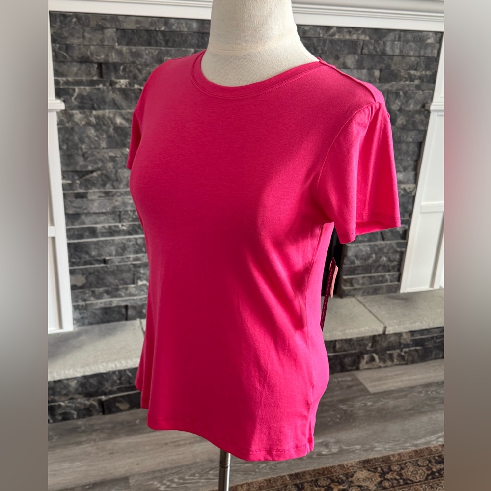 NWT Tahari Essentials T-Shirt Top Bright Pink Women's XS - Picture 4 of 7